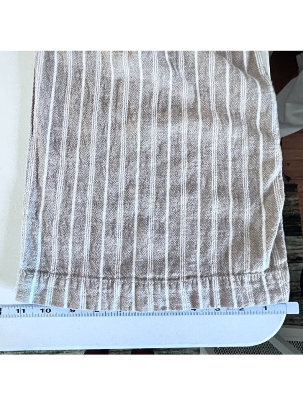 Briggs Womens L Linen Pants Wide Leg Tan/White Striped Euro Summer Vacation - Picture 11 of 13